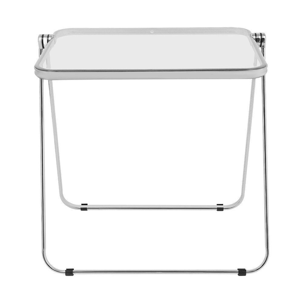 Clear Foldable Side Table Tiny Desk for Home Office, Small Computer Desk