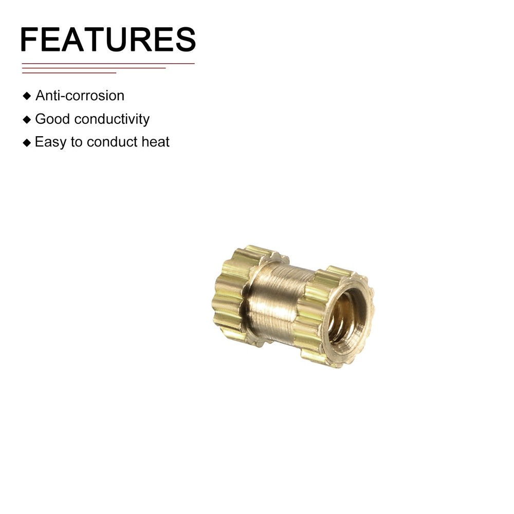 M2x5x3.5mm(IDxLxOD) Knurled Insert Nuts - 200 Pack - Good for Plastic Shells