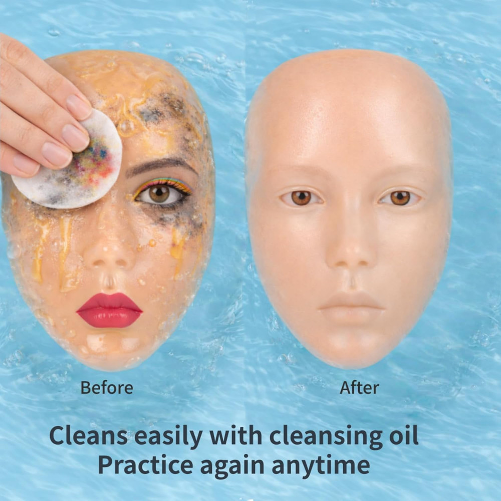 5D Silicone Makeup Practice Face – Reusable Mannequin Head with Full Kit, Wigs &
