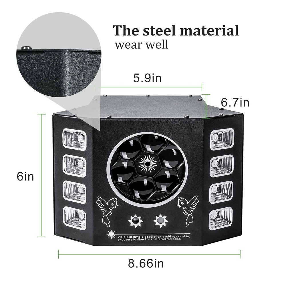 UV Dj Lights 100W Bee Eye Strobe Stage Lighting Disco Remote Control, Black