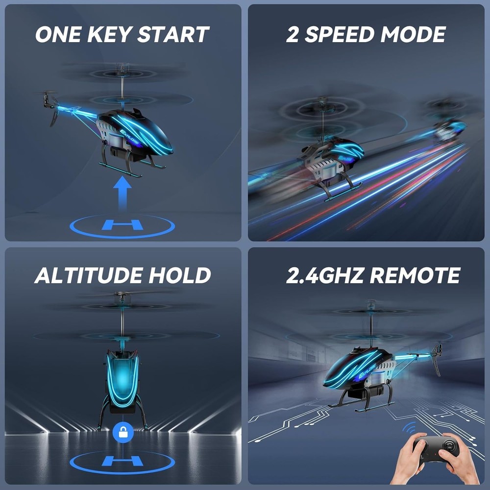 Remote Control Helicopter with 7 LED Light Modes for Indoor Fun and Learning