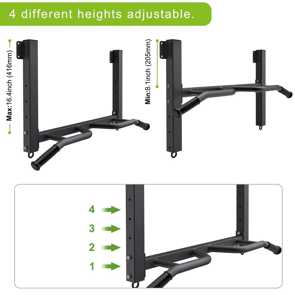 32" Ceiling Mounted Pull Up Bar - Heavy Duty, Highly Adjustable, Multifunctio...