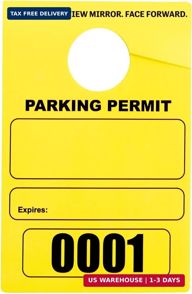 Rectangular Parking Permit Hang Tags - Sequentially Numbered Parking Pass