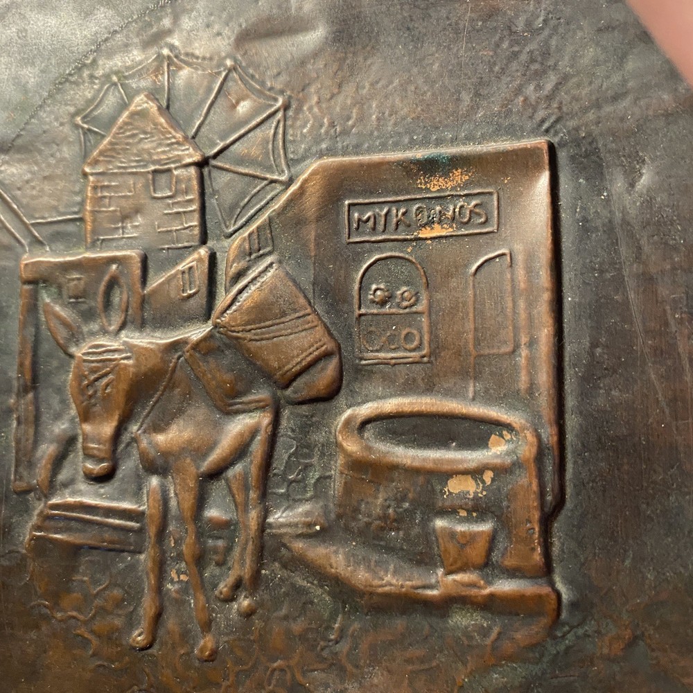 Vintage Copper Mikonos Souvenir Match Holder