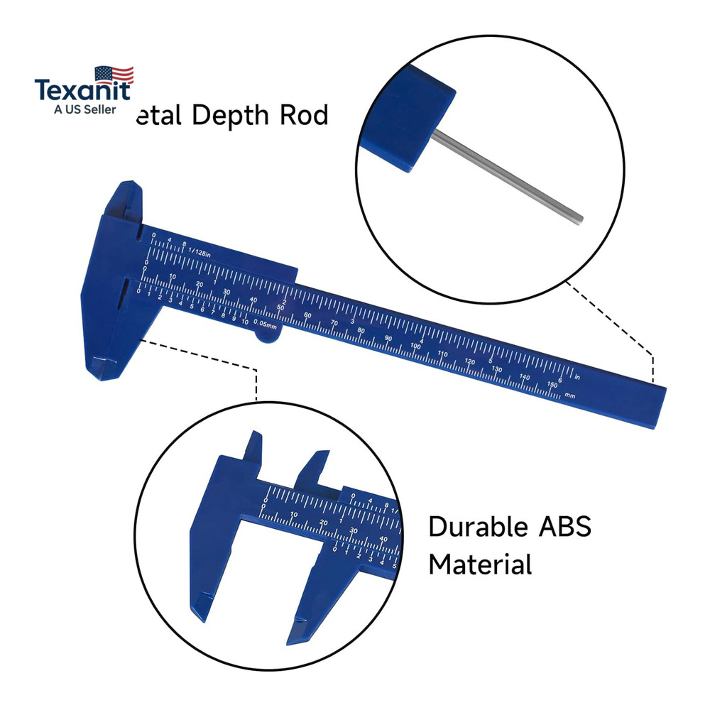 Plastic Vernier Caliper (2Pcs), 150 Mm Mini Plastic Caliper for School Student,