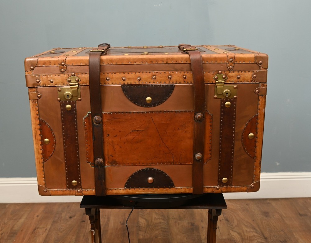 Vintage Travel Trunk Copper Luggage Case Side Table