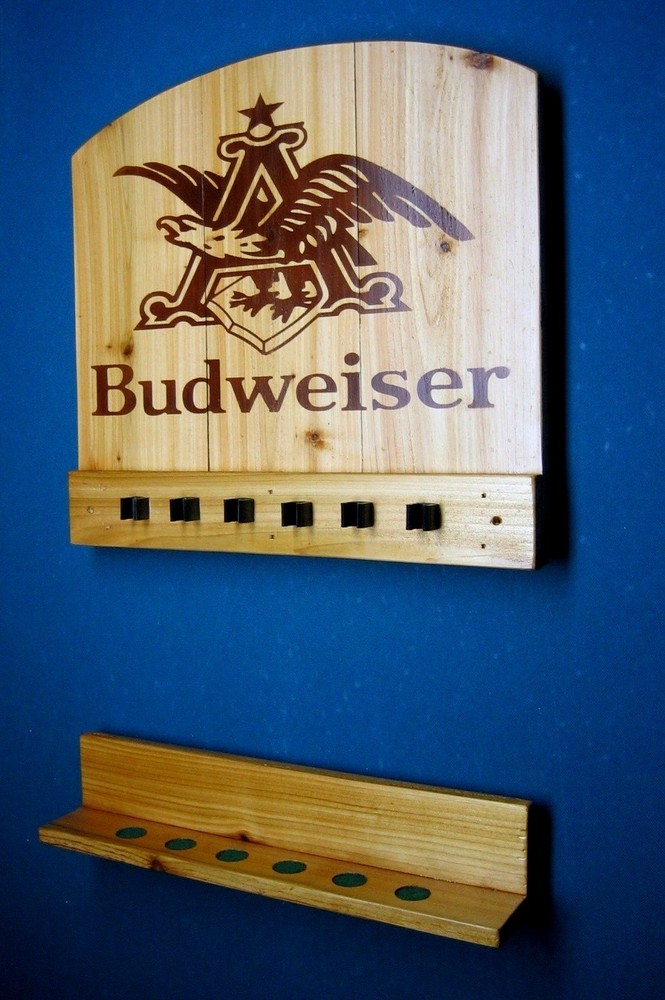 Bud Pool Table Light & Cue Rack Combo!! - Billiards Man Cave Bar Lounge