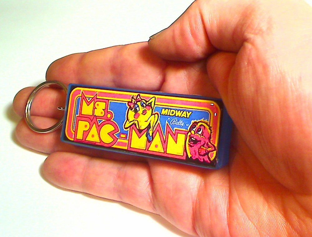 Ms.Pac-Man Arcade Marquee Coin Door accessory Keychain