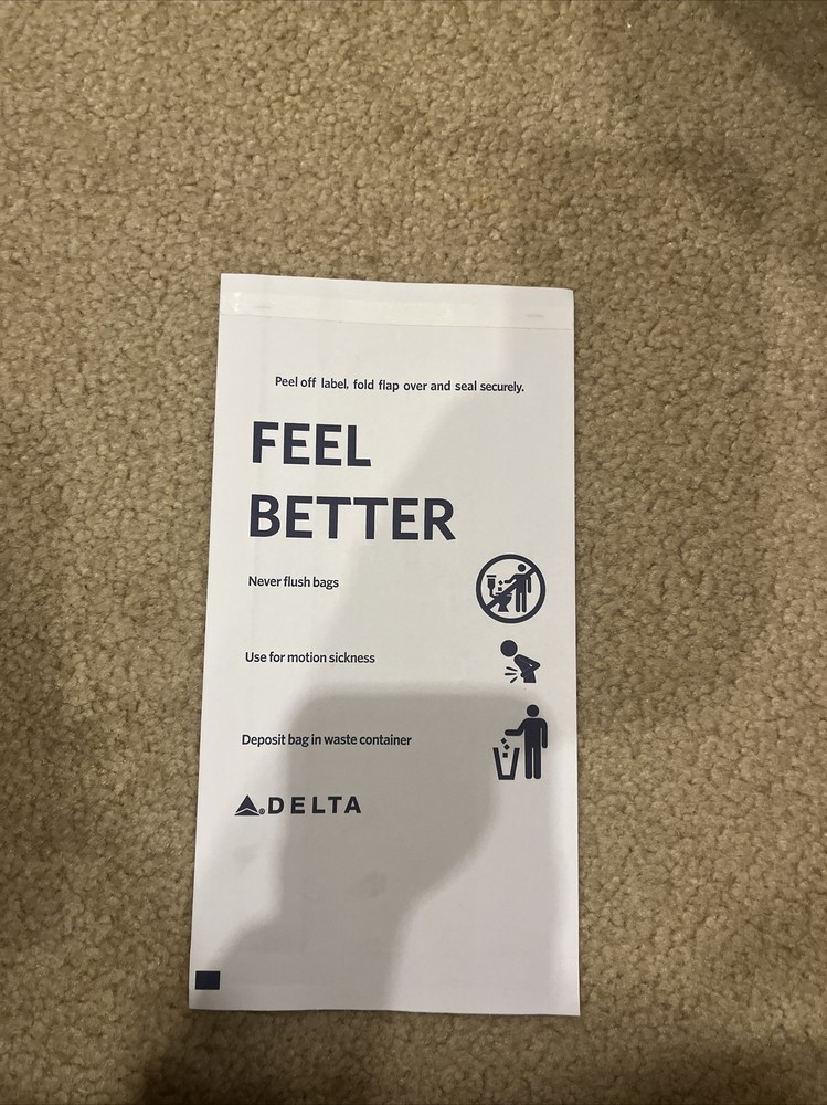 Delta Airlines Air Sickness Bag / Barf Bag