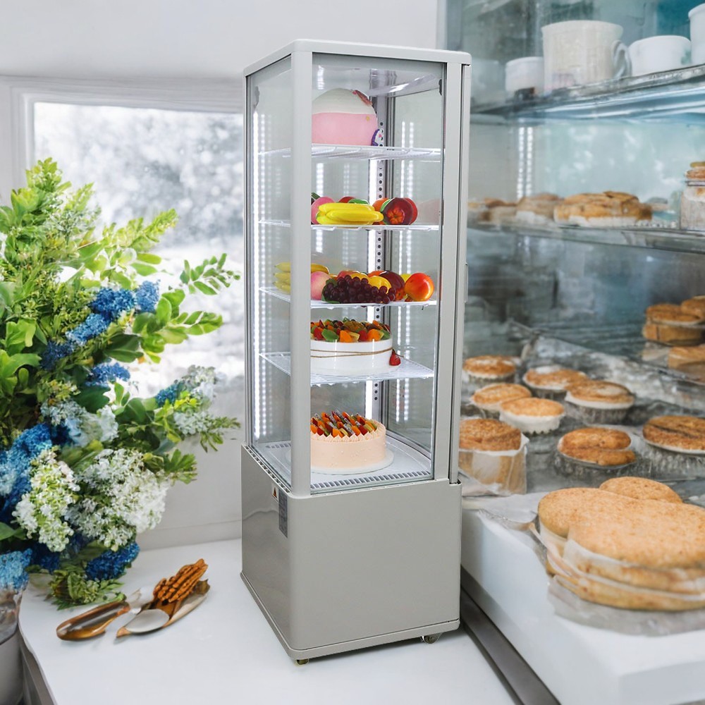 110V Vertical Refrigerated Cake Display Showcase Defogging Style Cabinet