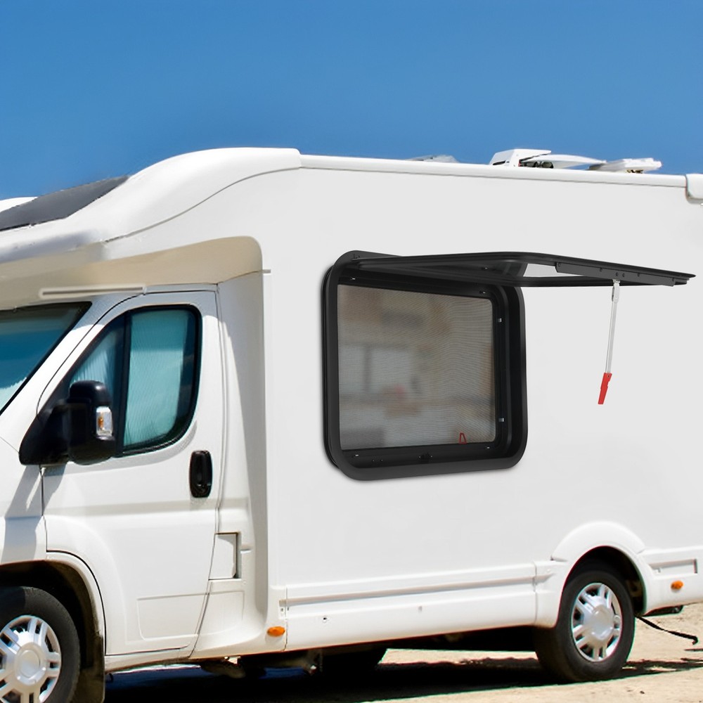 30"x20" RV Exit Window w/Screen & Trim Ring Tempered Glass Window Camper Trailer