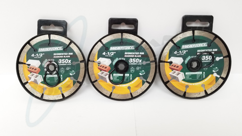 3 Masterforce 4-1/2" Segmented Rim Diamond Blade for Masonry and Concrete