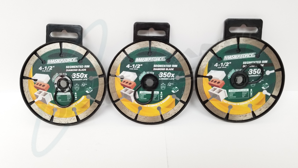 3 Masterforce 4-1/2" Segmented Rim Diamond Blade for Masonry and Concrete