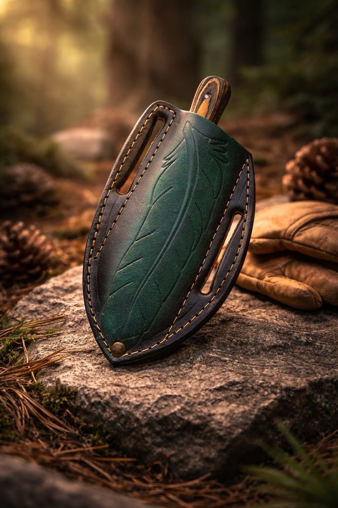 Hand Engraved Leather Sheath For Fixed Blade Knife Case Holster Tactical Pancake