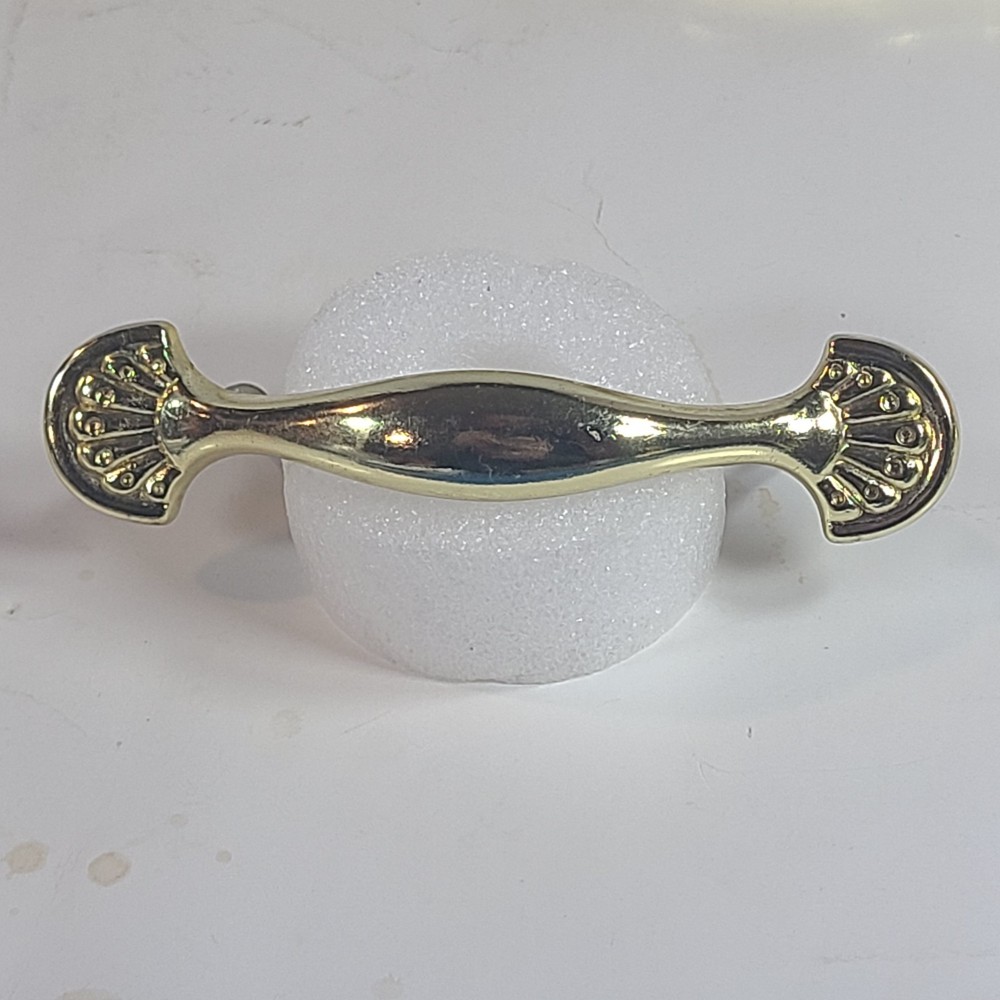 Vintage Solid Brass Cabinet Drawer Pull Handle Sea Shell Ends Hardware 4 1/2"