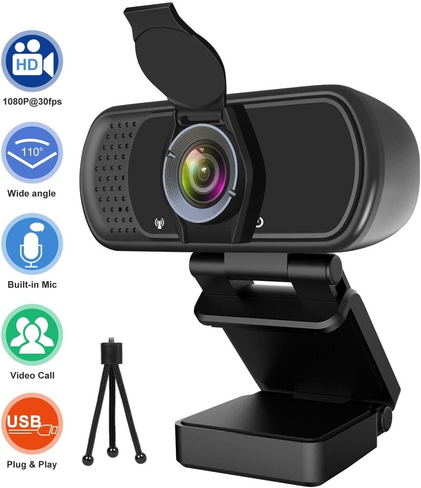 Webcam 1080P with Microphone Full HD Web camera 2MP Fixed Focus Computer Camera