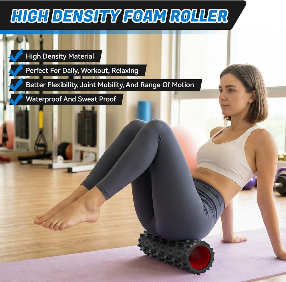 Foam Roller for Deep Tissue Massager, 15" High Density Diamond-Shaped Texture, M