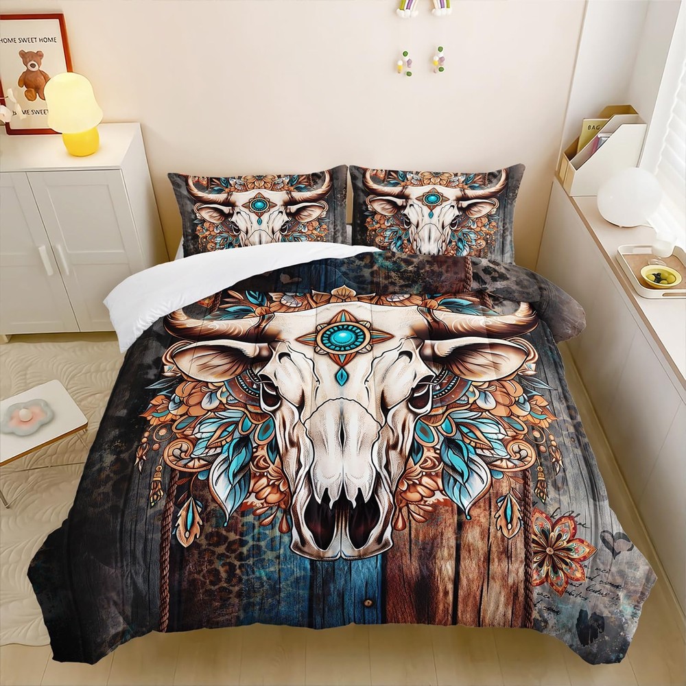 Western Boho Bedding Set Queen Size, Southwestern Bedding Set, Boho Aztec Com...