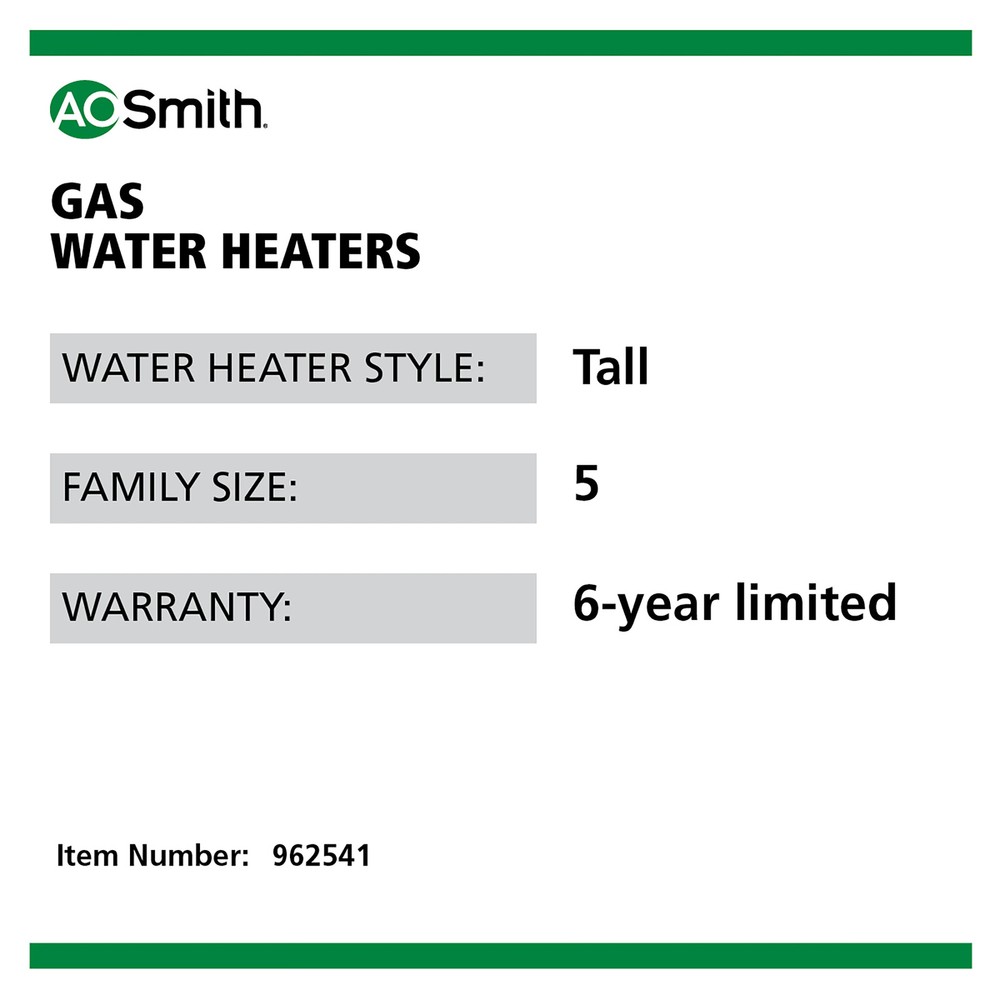 G6N-T5040PVR A.O. Smith Signature 100 50-Gallon Tall Water Heater Gray