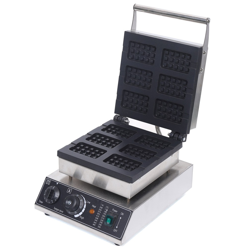 1500W 110V 6Pcs Commercial Waffle Maker Rectangle Waffle Maker Machine Nonstick