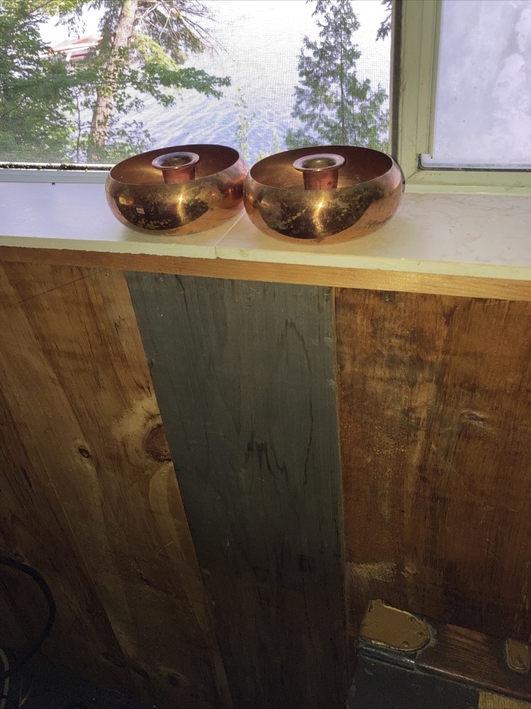 two vintage coppercraft Guild candleholders 2 X 4.5