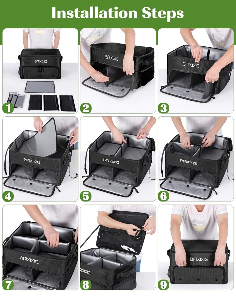 Golf Trunk Organizer, 2-Layer Storage with Shoe Pocket, Storage for Golf Acce...