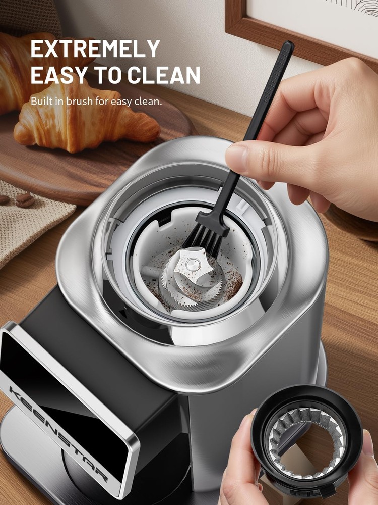 Conical Coffee Bean Grinder with 34 Grind Settings for Home Use, Precision Timer