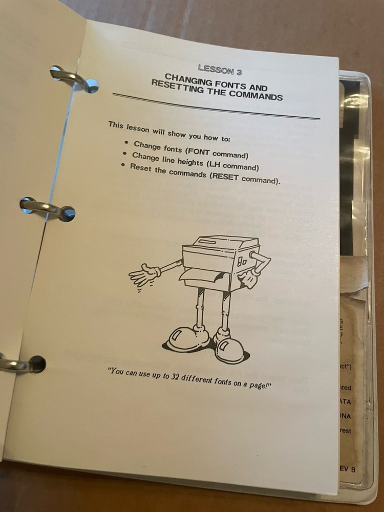1985 Corona Data Systems Laser Printer Training Session Users Manual W/Software