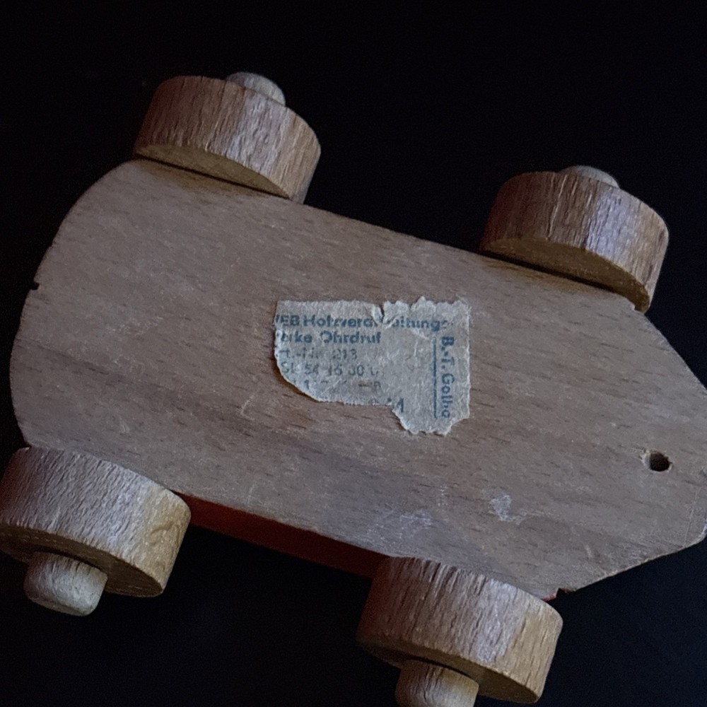 Ladybug Germany, Wooden Pull Toy, Antique, 4”