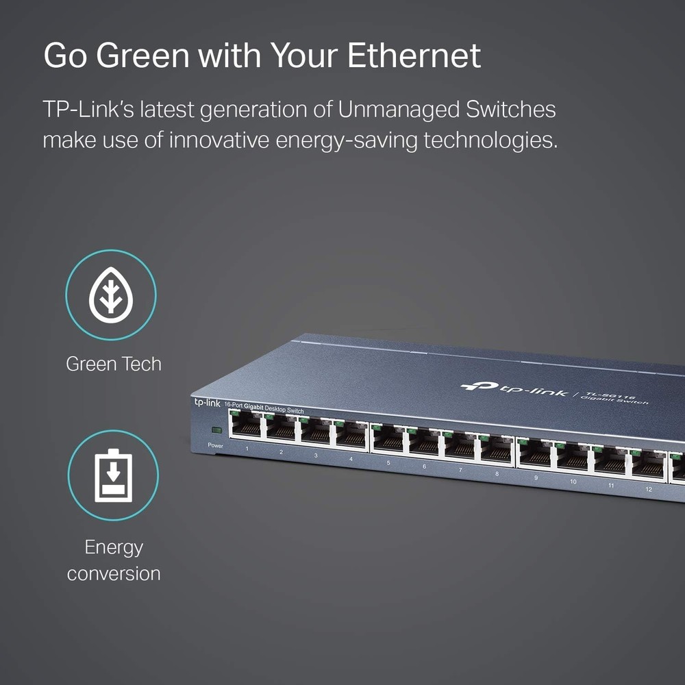 Gigabit Ethernet Network Switch with 16 Ports