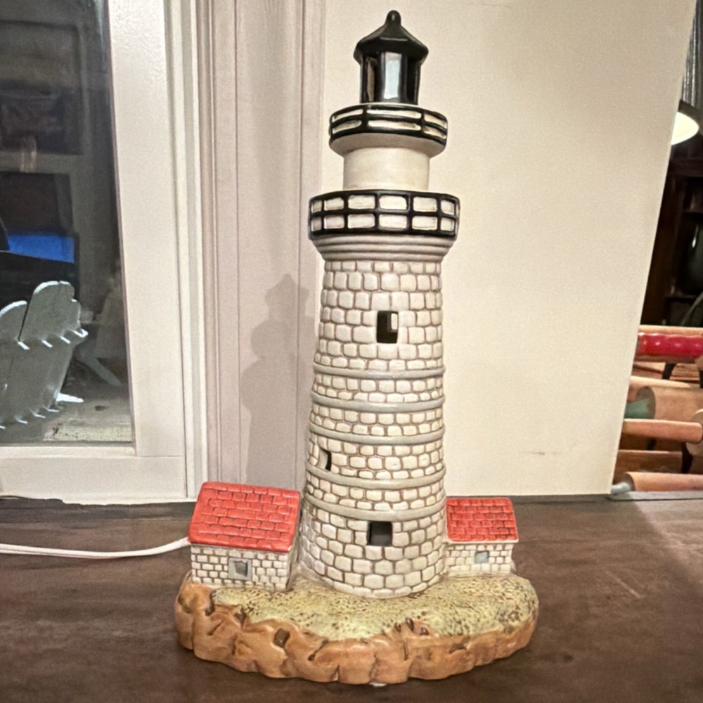 Lefton 1992 Ceramic Nautical Lighthouse Electric Lamp