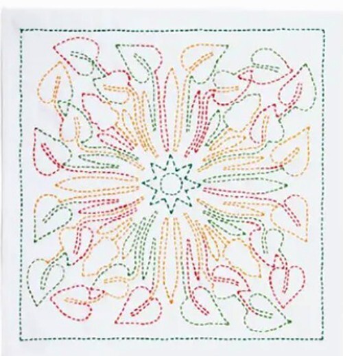 Sashiko World - HAWAII - ANTHURIUM - Sampler Kit with Needle & Thread