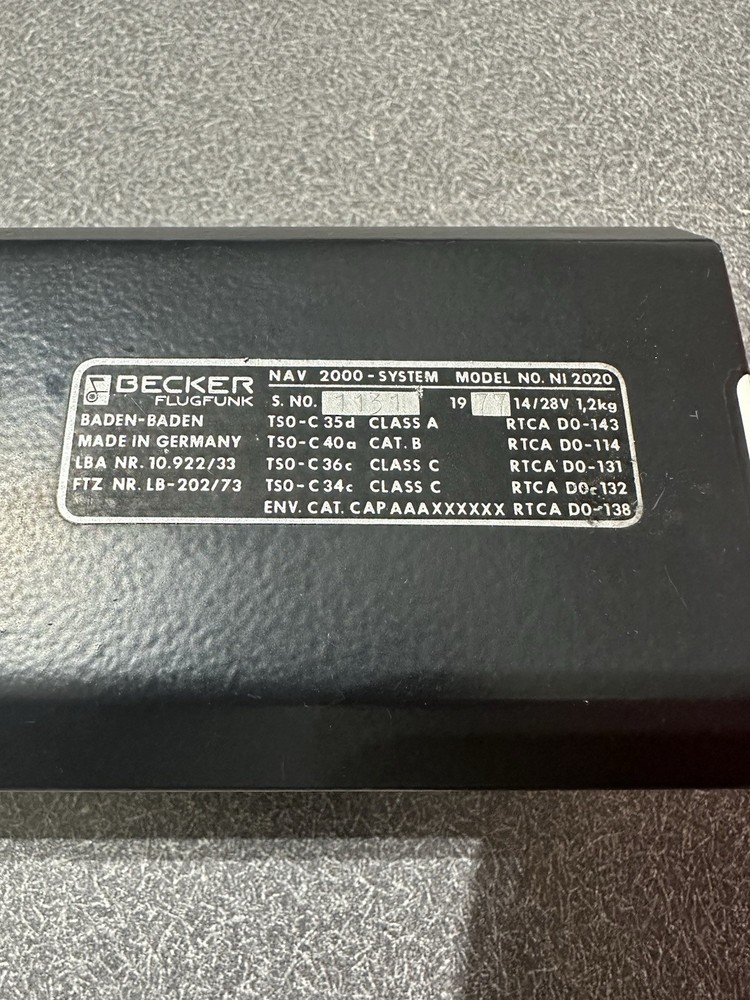 BECKER NI 2020 VOR/ILS INDICATOR NAV-2000