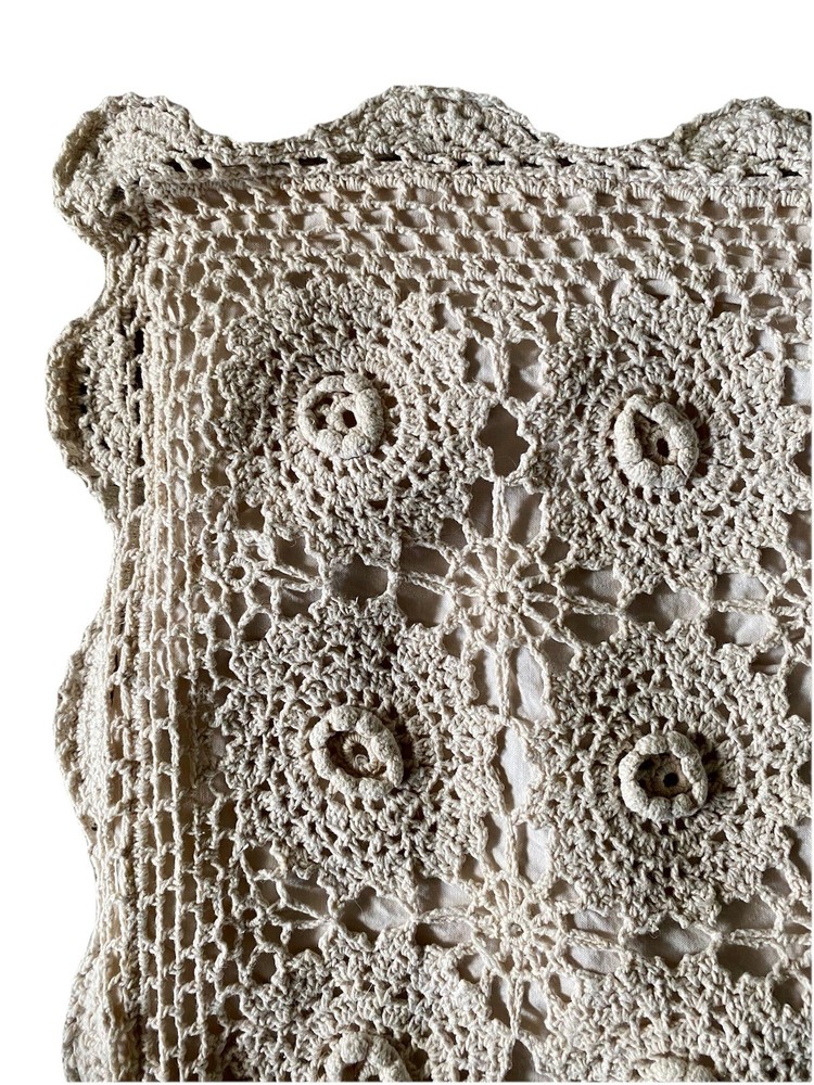 Crochet Sham Solid Tan Cotton Back Standard