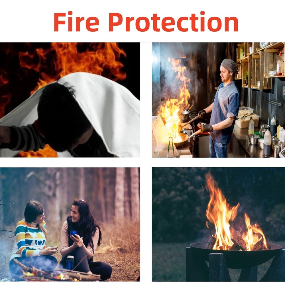 Fire Blanket 40"x40" - Reusable Emergency Fire Suppression for Kitchen, Grill...