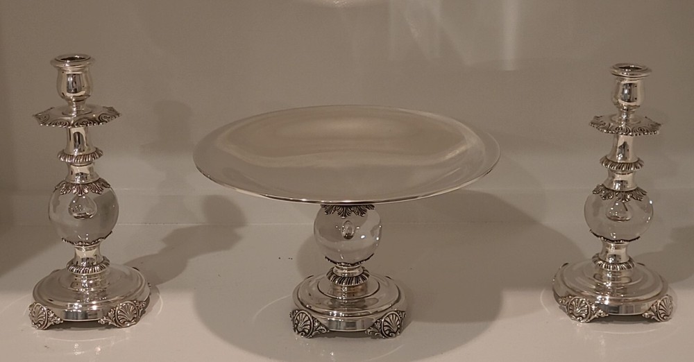 QUAKER SILVER CO. STIRLING CASTLE STERLING SILVER TABLE GARNITURE