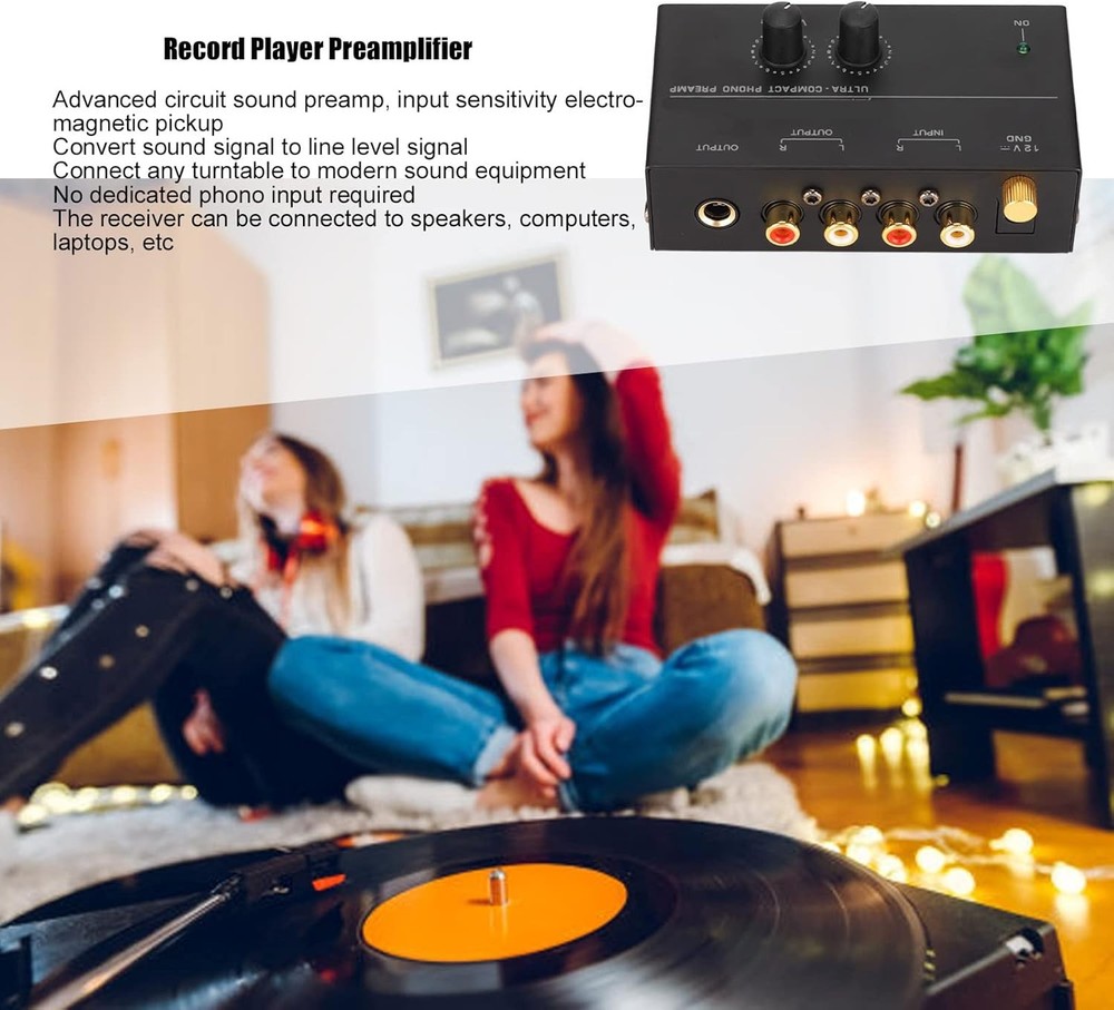MR DJ PP500 Phono Turntable Preamp Input /TRS Output Stereo Knob Control Mini