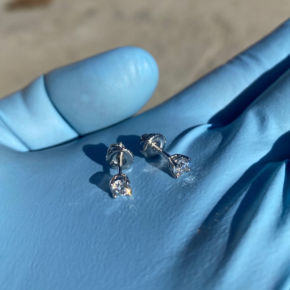 0.6CT TW Moissanite Stud Earrings Set Real Solid 925 Sterling Silver Round 4MM