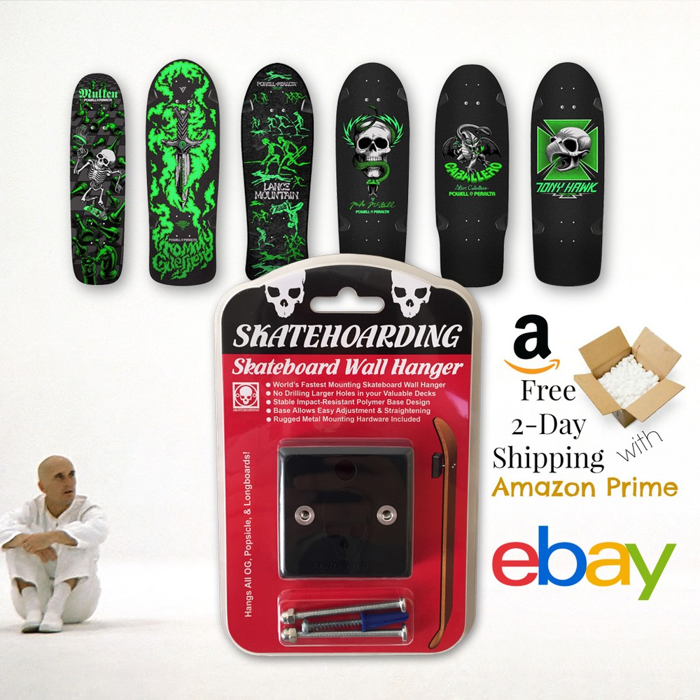 SkateHoarding Skateboard Wall Mount Hanger Display Decks & Completes Powell