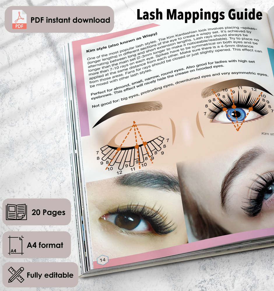 Lash Mappings, Eyelashes Extension Training Manual, Lash Practiсe Guide, PDF