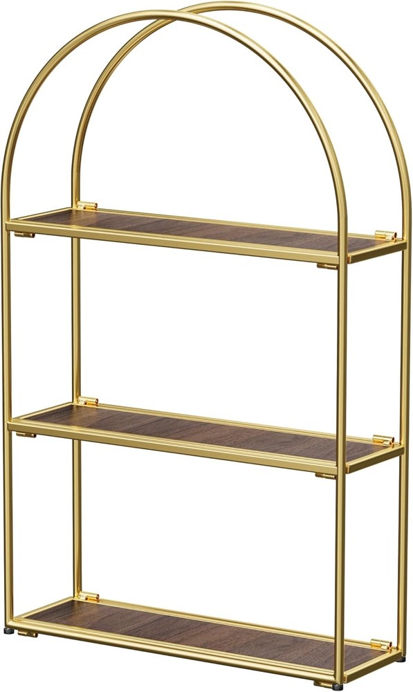 Gold Arched Fre Wall Shelf, Decorative 3 Tier Bathroom Wall Shelf