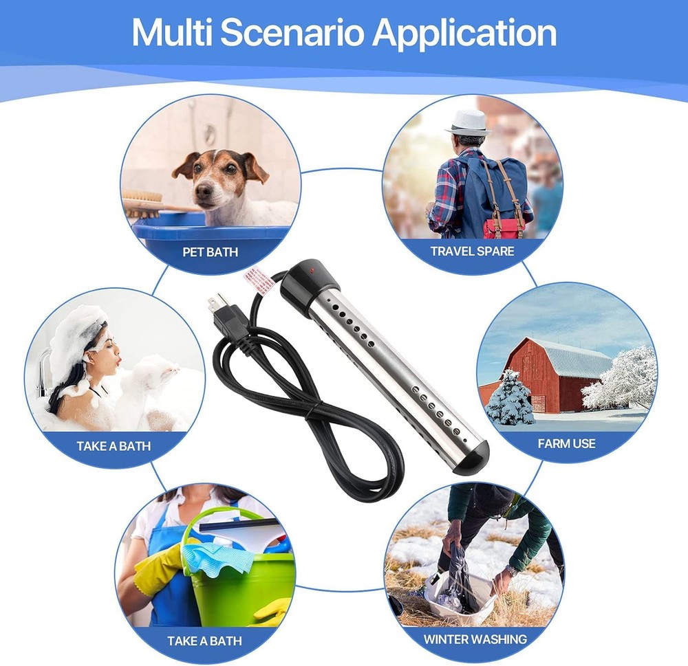 2000W Immersion Water Heater with 304 SS Guard Fast Heats up 5 gallons Water ...