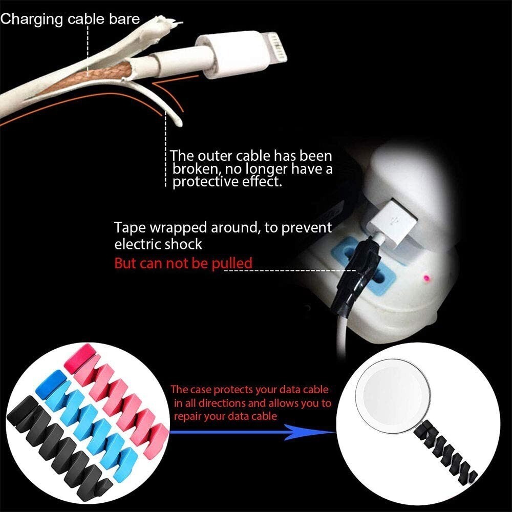 6pcs Universal Cord Spiral Silicone Protector for USB Cable Earphone