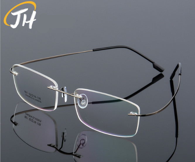 Flexible Memory Alloy Rimless Glasses Eyeglass Frames Women Men Spectacles