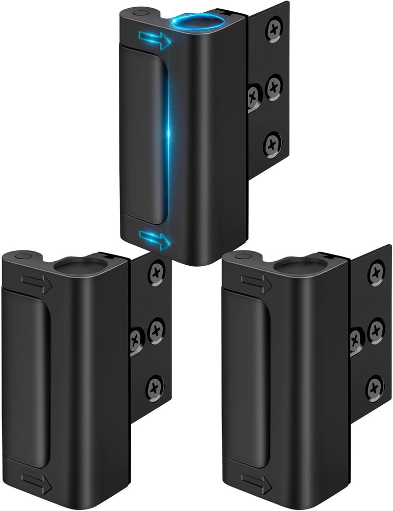 Home Security Door Reinforcement Lock - Child Proof 3 Inch, Carbon Black