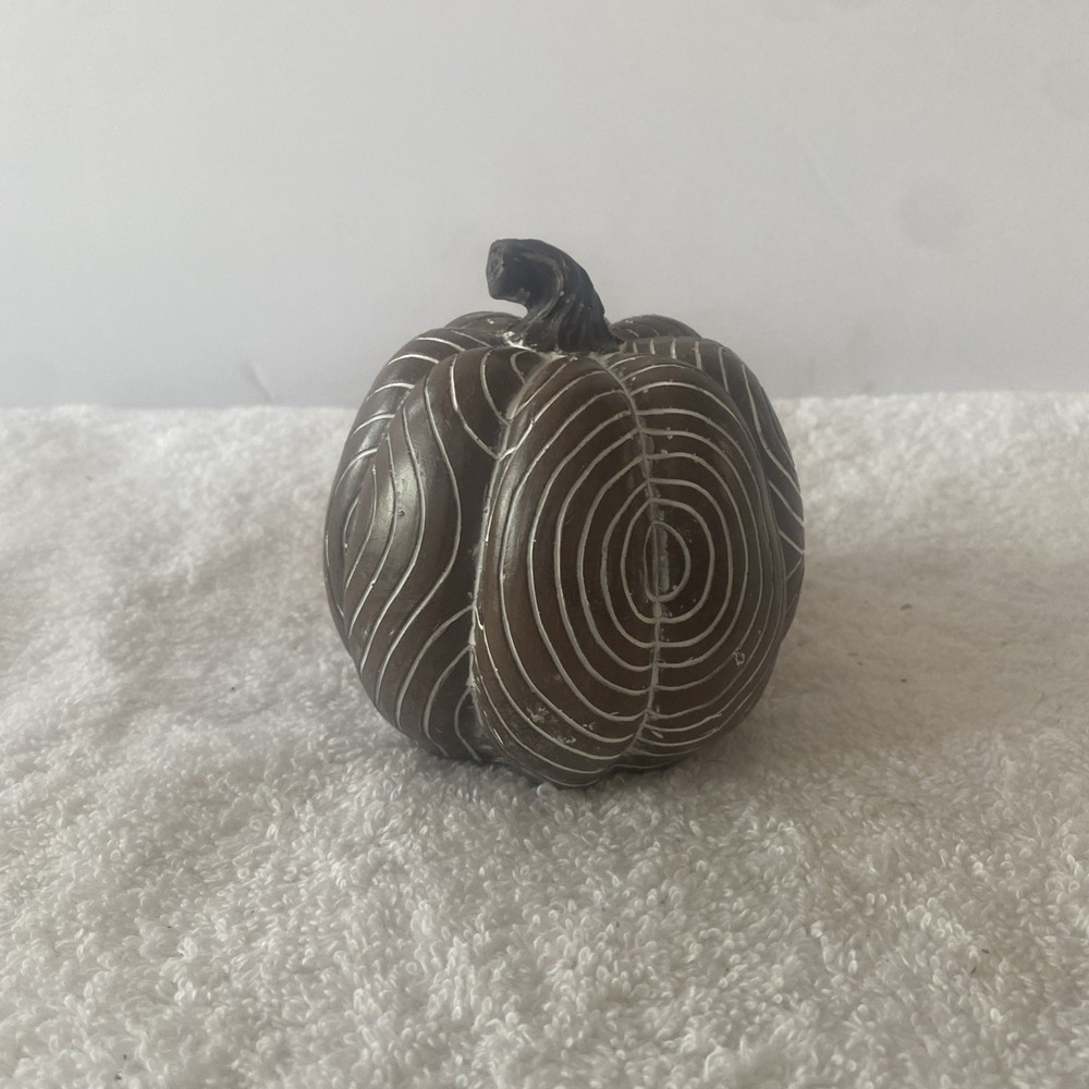 Autumn/Fall Ringed Brown Pumpkin Short Stem TableTop Decor (SHIPS IN 24 HOURS)