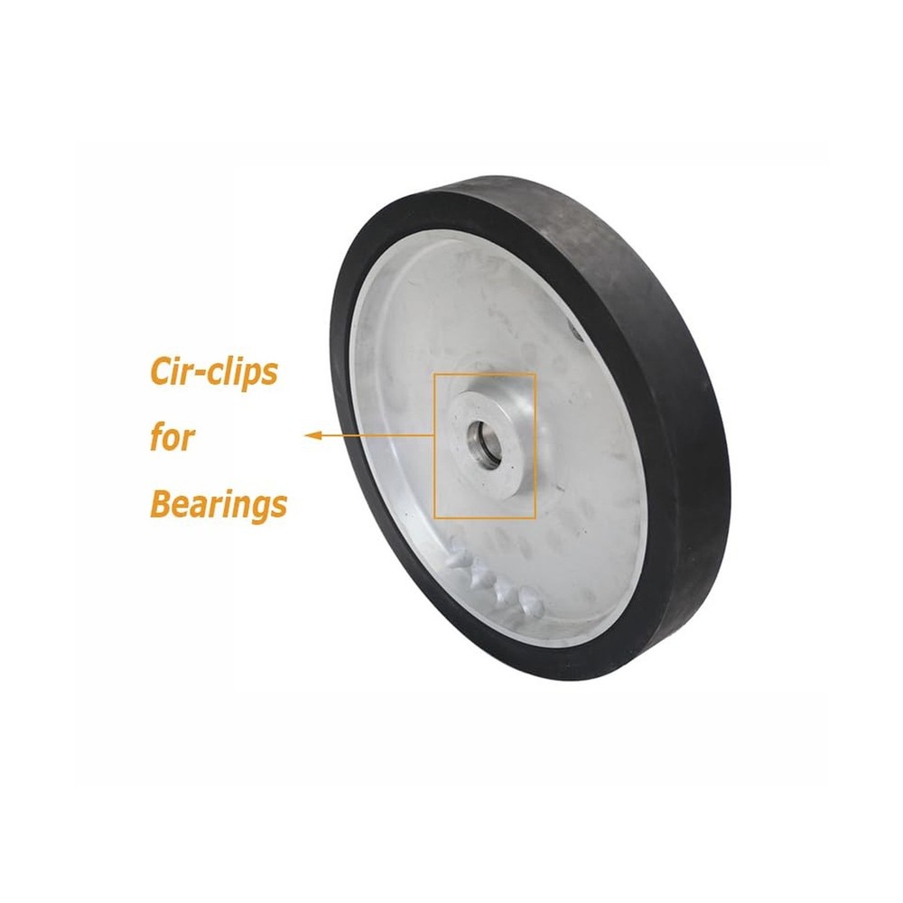 2"-14" x 2" Solid Rubber Contact Wheel with 6202-1/2 Bearings Work with Sandi...