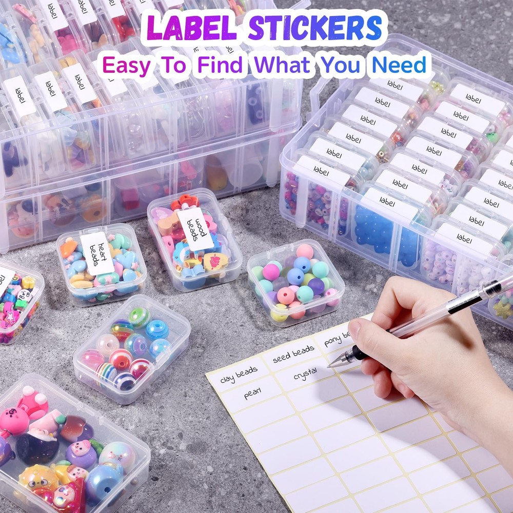 Funtopia Bead Organizers and Storage, 56 Pcs Small 1.Medium, Transparent