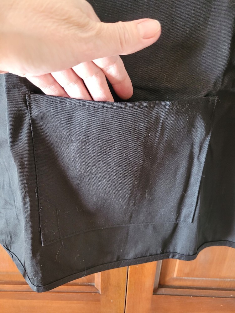 "Kitchen Ninja" Small Black Bib Apron with Pockets and Adjustable Neck