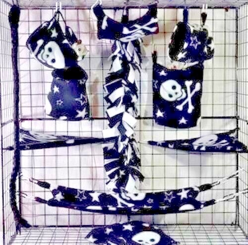 Skulls and Crossbones*Sugar Glider Cage set *Rat * double layer Fleece